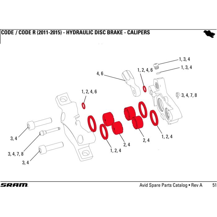 Сервісний набір сальники поршня SRAM SERVICE KIT CALIPER CODE/GUIDE RE