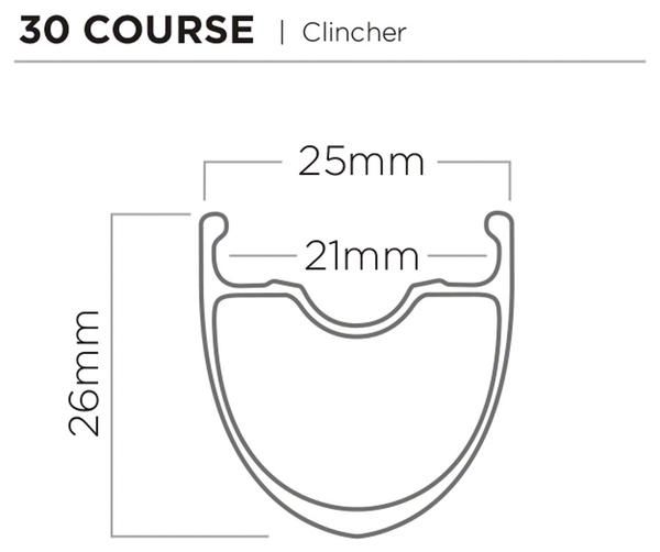 Колесо Wheel 30 Course Disc Brake Front Clincher, Convertible includes- Quick Release, 12mm & 15mm Through Axle Caps